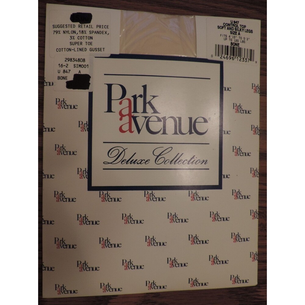 VINTAGE PARK AVENUE DELUXE CONTROL TOP PANTYHOSE Size A    Bone